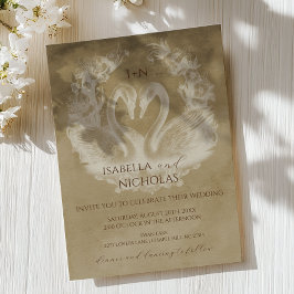 Invitation Rustic Swan Monogram Mariage Inviter