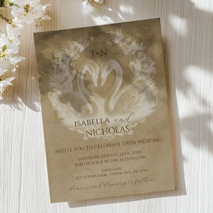 Invitation Rustic Swan Monogram Mariage Inviter