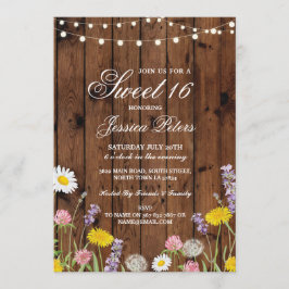 Invitation Rustic Sweet 16 Party Floral Fleurs sauvages Invit