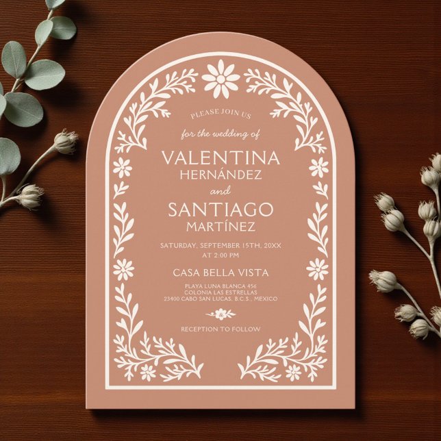 Invitation Rustic Talavera Terracotta Mexican Floral Wedding (Créateur téléchargé)
