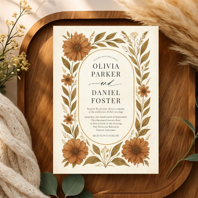 Invitation Rustic Terracotta Boho Floral Wedding (Créateur téléchargé)