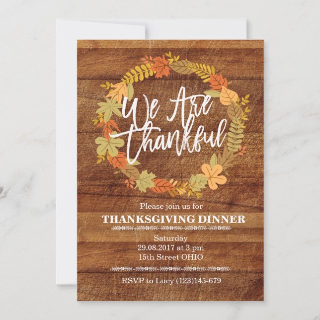 Invitation Rustic Thanksgiving Diner (Devant)