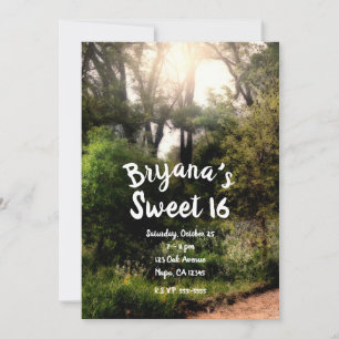 Invitation Rustic Trail Floral Enchanted Forest Sweet 16 