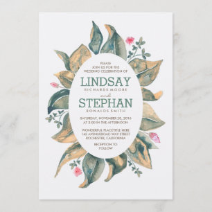 Invitation Rustic Tree Gold Feuille Mariage de automne de jar