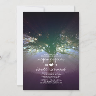 Invitation Rustic Tree String Lights Jardin de répétition Dîn