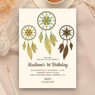 Invitation Rustic Tribal Boho Dream Catchers fête d'anniversa