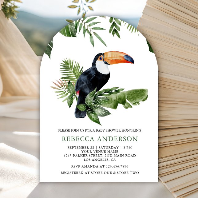 Invitation Rustic Tropical Jungle Cute Toucan Baby Shower (Créateur téléchargé)