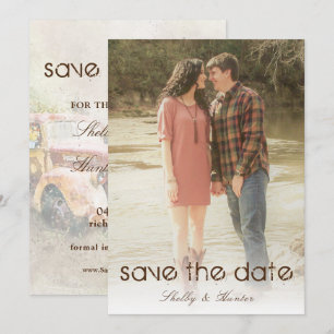 Invitation Rustic Truck Mariage Site Web Enregistrer la date