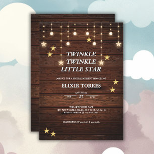 Invitation Rustic Twinkle Twinkle Little Star Baby shower