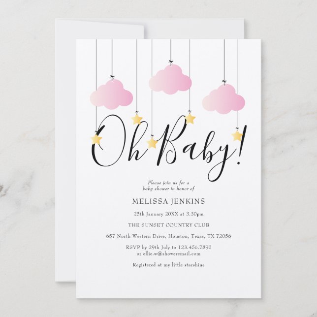 Invitation Rustic Twinkle Twinkle Oh Baby Baby shower (Devant)