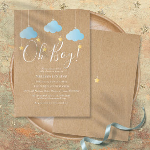 Invitation Rustic Twinkle Twinkle Oh Baby shower garçon
