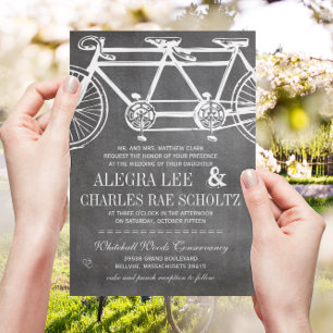Invitation Rustic Typography Chalkboard Vintage Bicycle