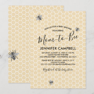 Invitation Rustic Vintage Maman à Bee Baby shower