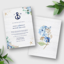 Rustic Watercolor Beach Floral Ancre Mariage