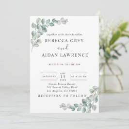 Invitation Rustic Watercolor Eucalyptus Greenery Wedding
