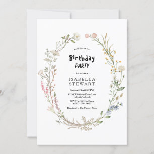 Invitation Rustic Watercolor Fleur sauvage Printemps BIrthday
