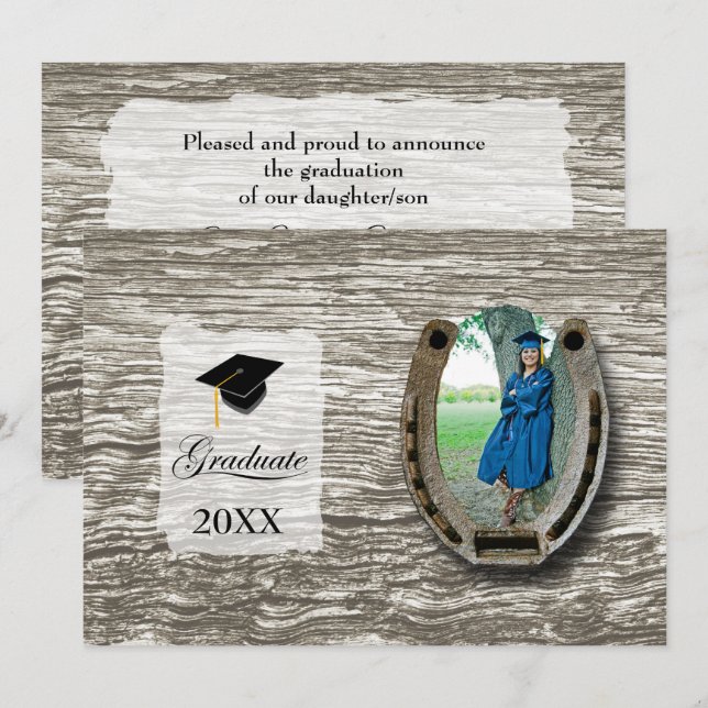 Invitation Rustic Western College Graduation Announcement  (Devant / Derrière)