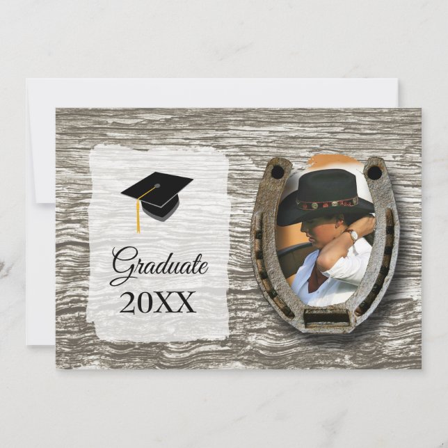 Invitation Rustic Western-style with Photo Graduation (Devant)