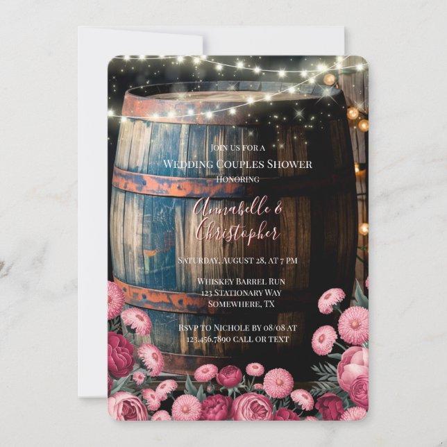 Invitation Rustic Whiskey Barrel Mariage Couples Douche (Devant)