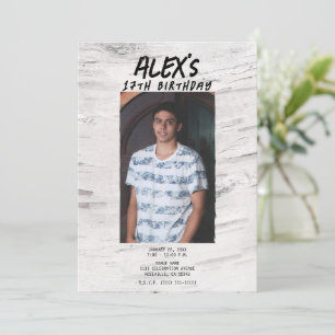 Invitation Rustic White Birch Photo Fête d'anniversaire