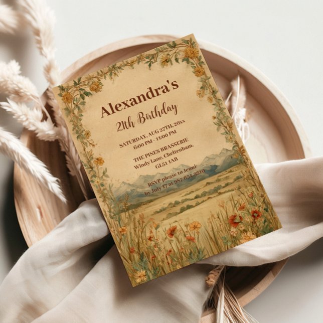 Invitation Rustic Wildflower Mountain Birthday (Créateur téléchargé)