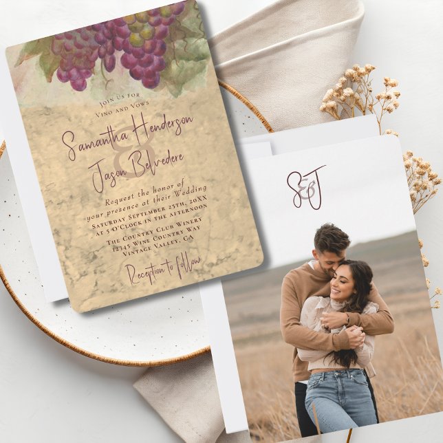 Invitation Rustic Wine Country Wedding Couples Photo (Créateur téléchargé)