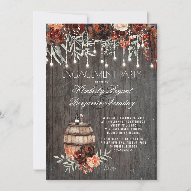 Invitation Rustic Winery Floral Lights (Devant)