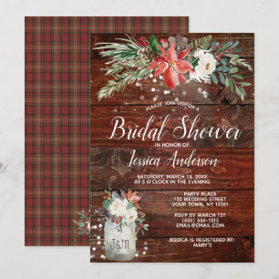 Invitation Rustic Winter Holiday Lumières Fête des mariées Fl