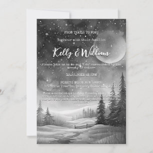 Invitation Rustic Winter Night Mountain Tree Mariage extérieu