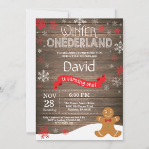 Invitation Rustic Winter Onederland 1er Anniversaire Invitati