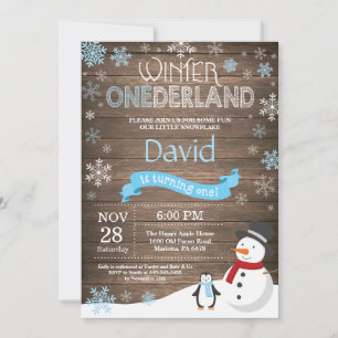 Invitation Rustic Winter Onederland 1er Anniversaire Invitati