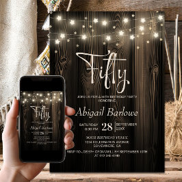 Invitation Rustic Wood 50e fête d'anniversaire