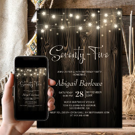 Invitation Rustic Wood 75e fête d'anniversaire