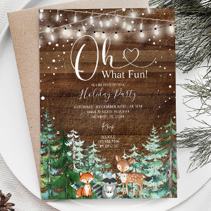 Invitation Rustic Wood Animal Pine Trees Fête