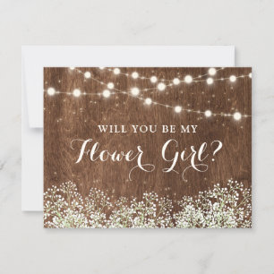 Invitation Rustic Wood Baby's Breath Country Flower Girl