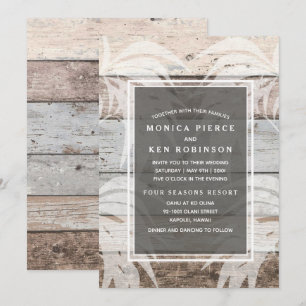 Invitation Rustic Wood Beach Palm Tree Mariage Inviter