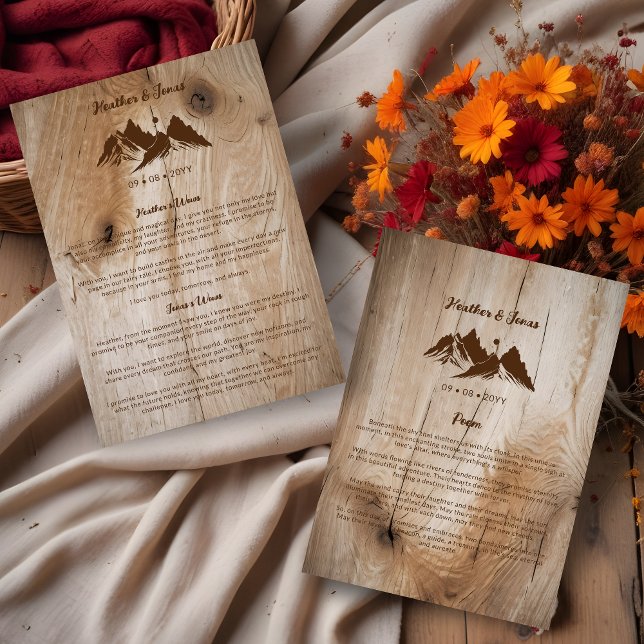 Invitation Rustic Wood Brown Mountains Landscape Wedding Wows (Rustic Wooden Brown Mountains Landscape Wedding Wows.)