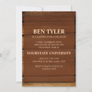 Invitation Rustic Wood College Trunk Party