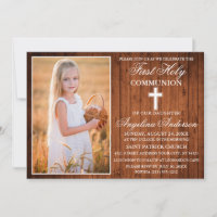 Rustic Wood First Holy Communion Photo