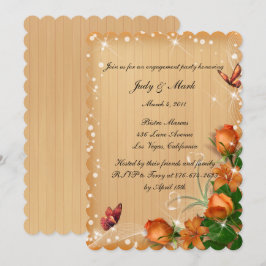 Invitation Rustic Wood Floral Butterfly Engagement Party