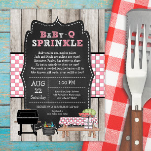 Invitation Rustic Wood Girl Baby Q Sprinkle, baby shower barb