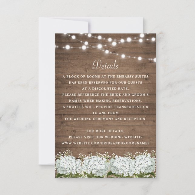 Invitation Rustic Wood Hydrangea Mariage de respiration pour  (Devant)