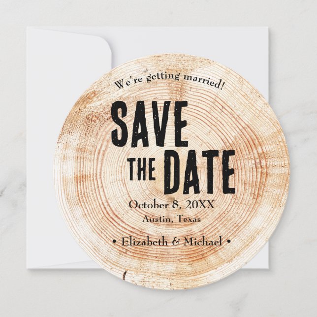 Invitation Rustic Wood Mariage QR code site web Enregistrer l (Devant)