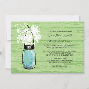 Invitation Rustic Wood Mason Jar et Mariage Fleur sauvage