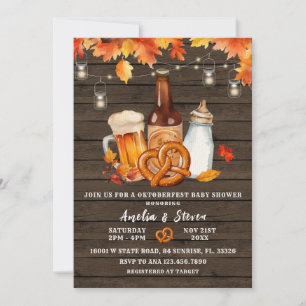 Invitation Rustic Wood Octoberfest Bière & Baby shower boutei