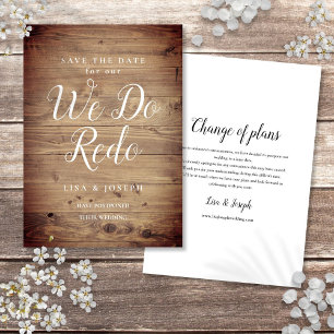 Invitation Rustic Wood Pays Nous Réagissons Redo Reporté