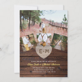 Invitation Rustic Wood Photo Collage Forêt de bois Grange