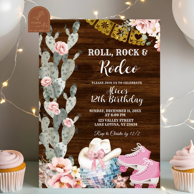 Invitation Rustic Wood Roll, rock and rodeo birthday (Créateur téléchargé)