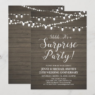 Invitation Rustic Wood Surprise Mariage fête d'anniversaire
