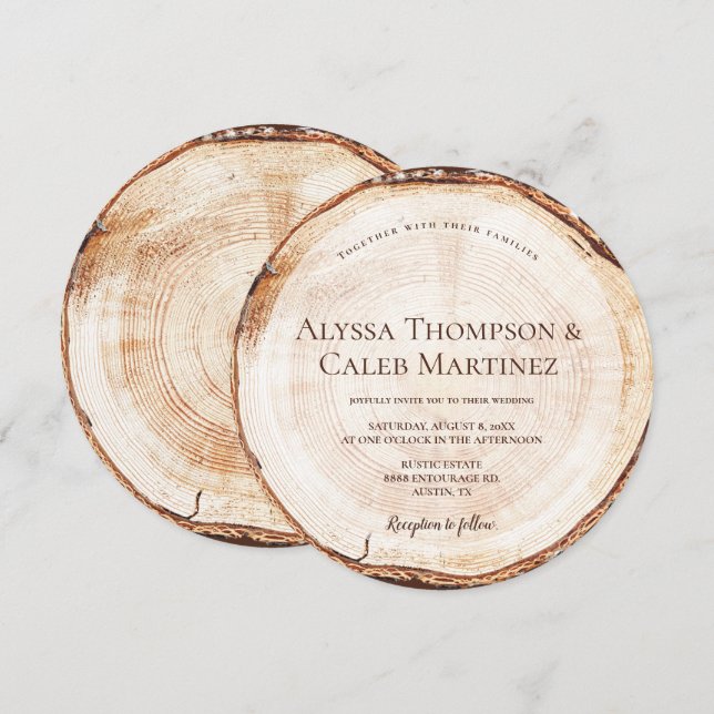 Invitation Rustic Wood Thème Personnalisé Mariage marié Nom c (Devant / Derrière)